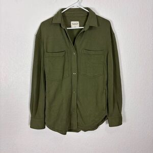 Abercrombie & Fitch Women's Green Fleece Lined Button Down Shacket Size XS